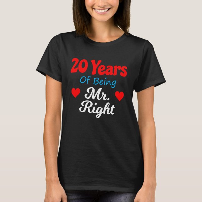 Camiseta 20° Aniversario Boda para los hombres Sr. Right Hu (Anverso)