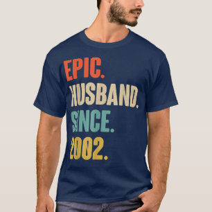 Camiseta 20 Aniversario del Boda Regístrele Esposo épico Si