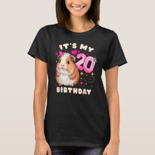 Camiseta 20 años, Chica de cumpleaños 20, cerdo guineano y
