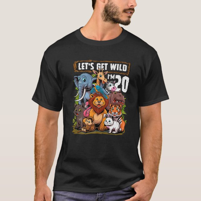 Camiseta 20 años de edad Zoológico Cumpleaños Safari Jungle (Anverso)