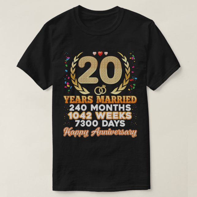 Camiseta 20 años de matrimonio feliz 20° aniversario de Bod (Diseño del anverso)