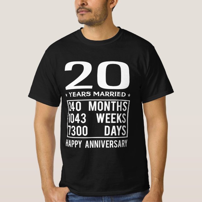 Camiseta 20 años de matrimonio - Feliz aniversario Boda (Anverso)