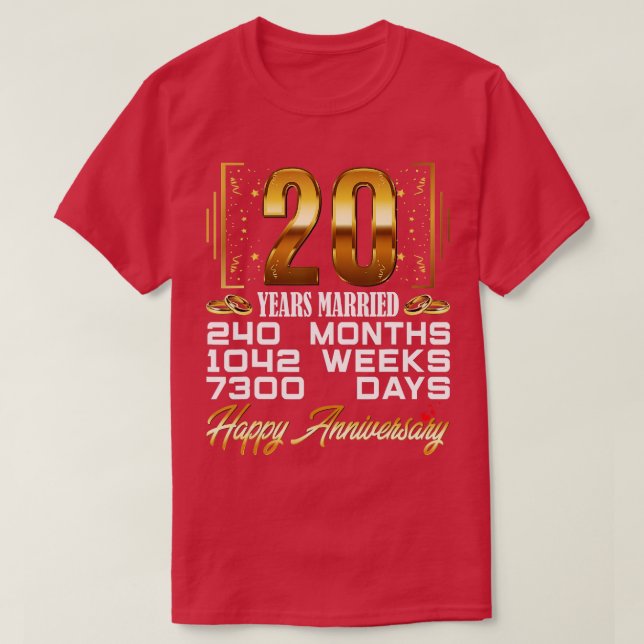 Camiseta 20 años de matrimonio gracioso 20 años de Boda (Diseño del anverso)
