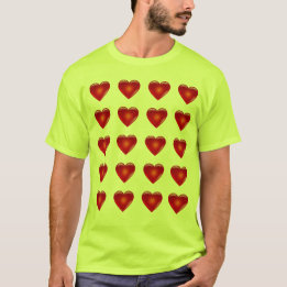 Camiseta 20 corazones en verde amarillo seguro