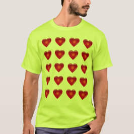 Camiseta 20 corazones en verde amarillo seguro