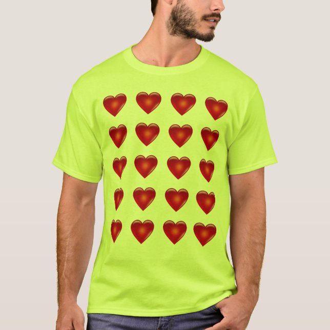 Camiseta 20 corazones en verde amarillo seguro (Anverso)