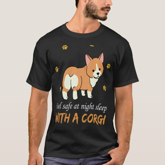 Camiseta 20 Siéntete Seguro De Noche Dormiendo Con Un Corgi (Anverso)