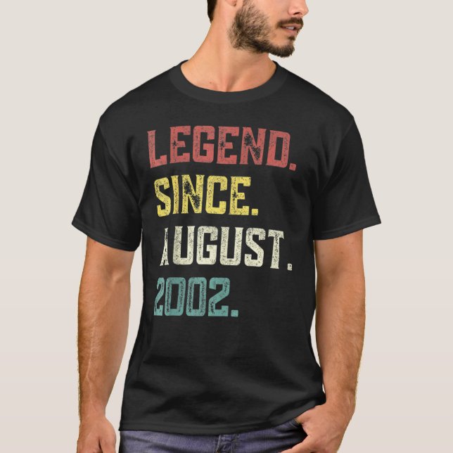 Camiseta 20 Years Old  Legend Since August 2002 20th Birthd (Anverso)