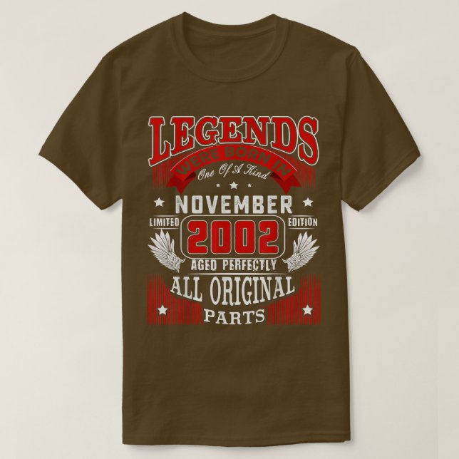 Camiseta 20th Birthday Tee Legends Born In November 2002 20 (Diseño del anverso)