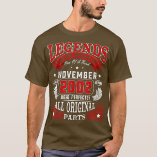 Camiseta 20th Birthday Tee Legends Born In November 2002 20