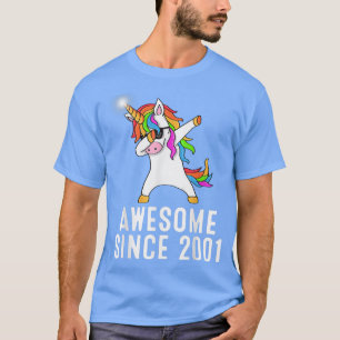 Camiseta 20th birthday, unicorn dab, Awesome since 2001 