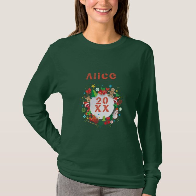 Camiseta 20XX ¡Feliz Año Nuevo! Monograma Patrón de Escocia (Anverso)