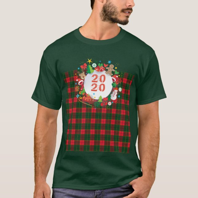 Camiseta 20XX ¡Feliz Año Nuevo! Patrón de Escocia (Anverso)
