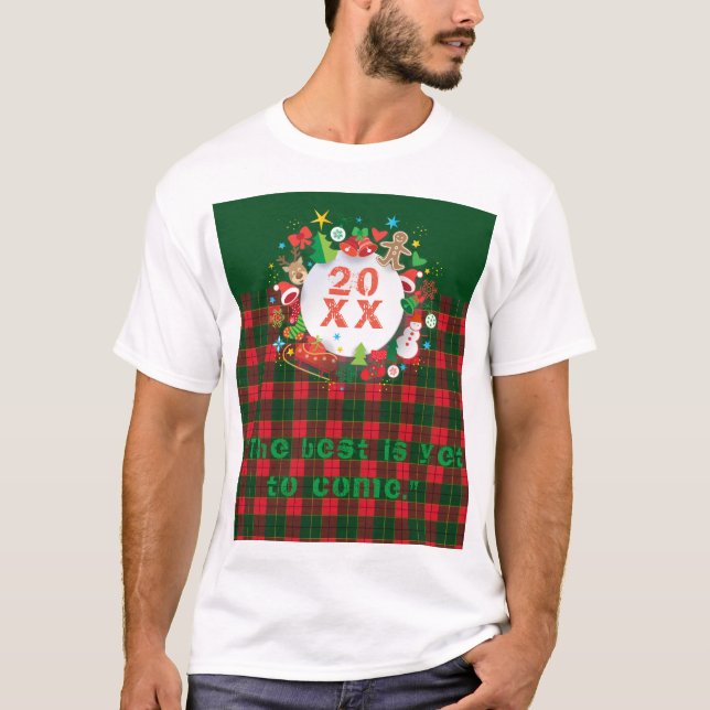 Camiseta ¡20XX Feliz Año Nuevo! Patrón de Escocia (Anverso)