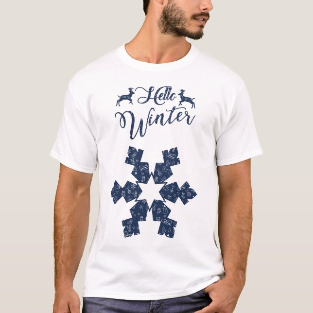 Camiseta 20XX Patrón de copo de nieve de vacaciones de invi (Anverso)