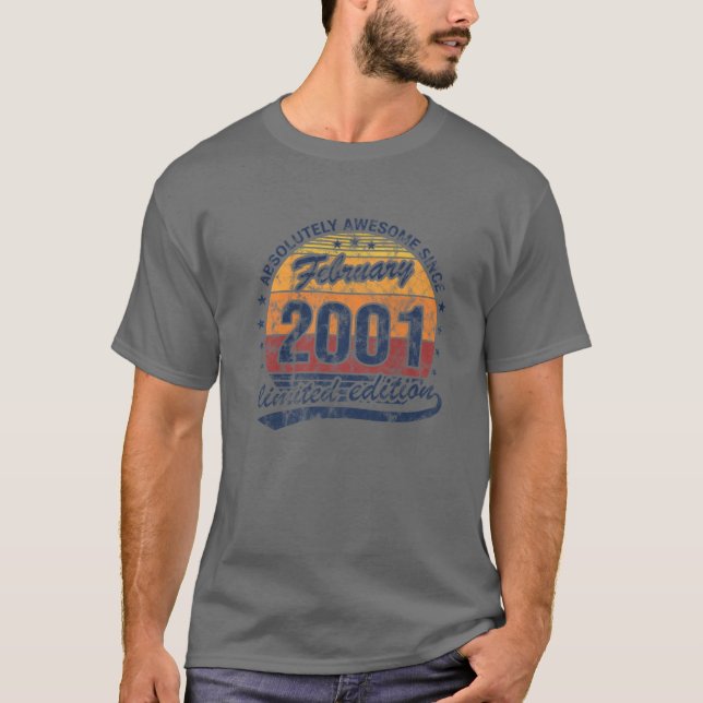 Camiseta 21º Cumpleaños Nacido Febrero 2001 Absolutamente A (Anverso)