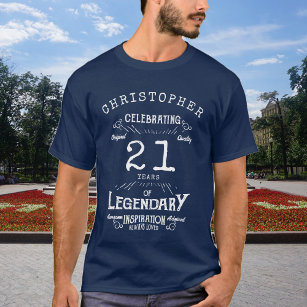 Camiseta 21.ª Cumpleaños Añadir Nombre Leyenda Azul Legenda