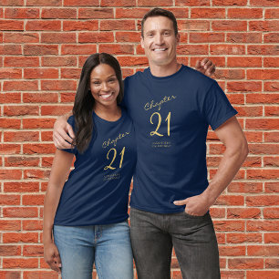 Camiseta 21.ª Fiesta de cumpleaños guión de oro azul