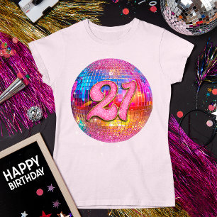 Camiseta 21.ª Fiesta de cumpleaños Purpurina rosado dorado
