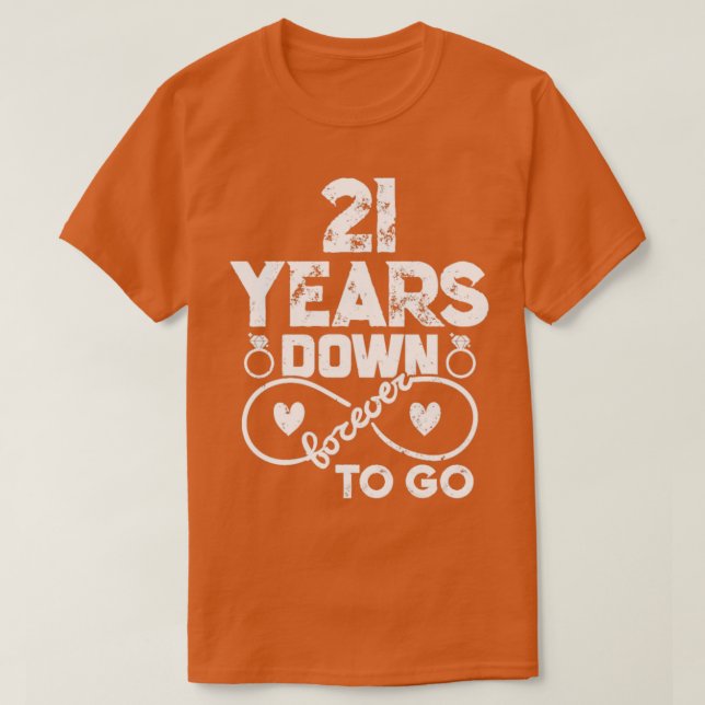 Camiseta 21° Aniversario Boda Pareja Romántica Esposa W (Diseño del anverso)