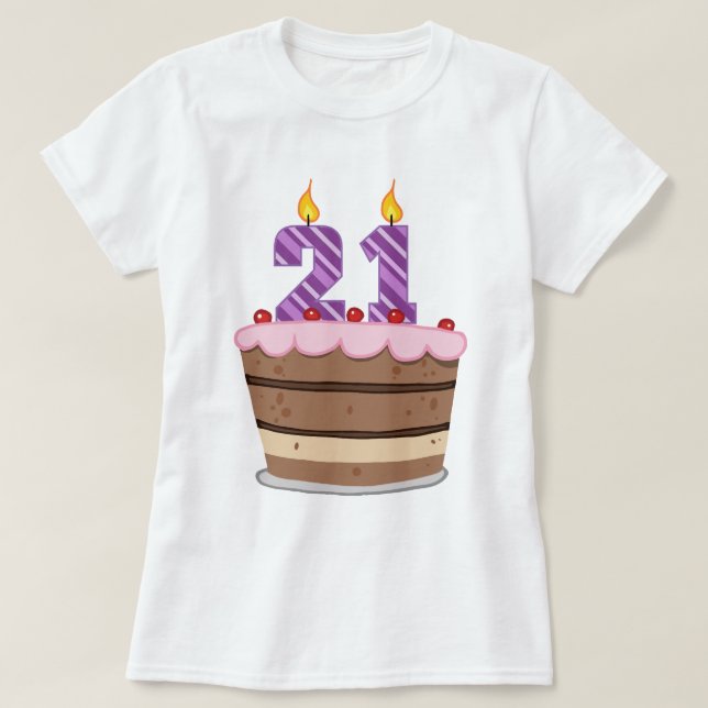 Camiseta 21 años en el pastel de cumpleaños (Diseño del anverso)