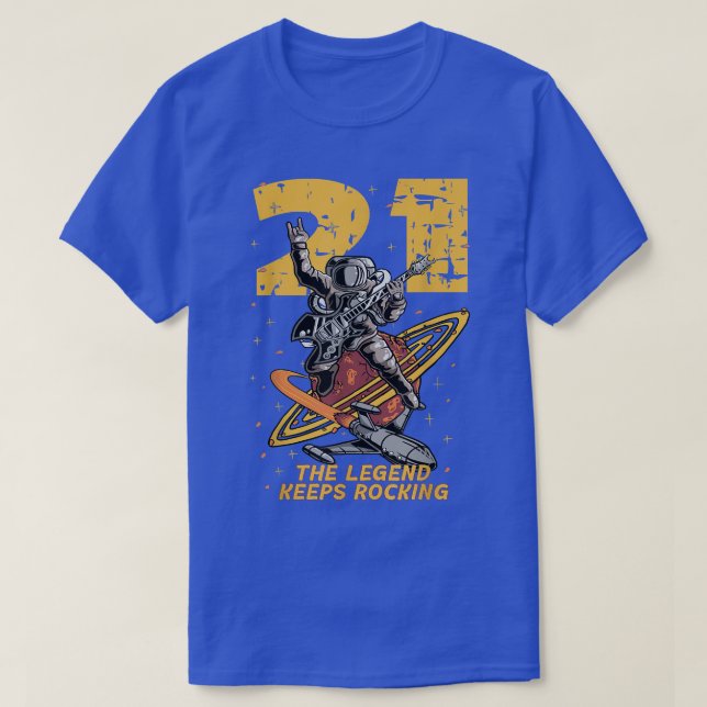 Camiseta 21 años leyenda del astronauta guitarra rock 21 añ (Diseño del anverso)