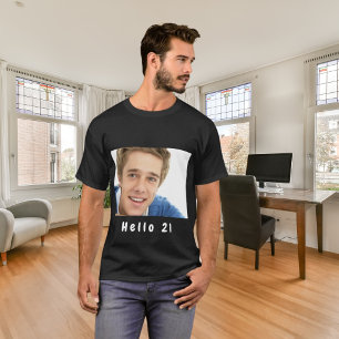 Camiseta 21 años personalizado foto hola 21 hombres