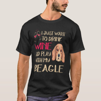 Camiseta 21 Bebe Vino Y Juega Con Mi Beagle
