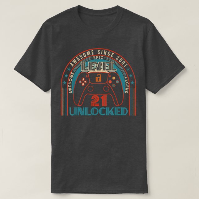 Camiseta 21 Birthday Gifts Level 21 Unlocked 21 Year Old  (Diseño del anverso)