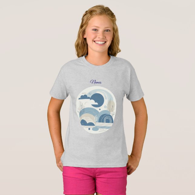 Camiseta 21 cumpleaños Almond flor crema azul (Anverso completo)