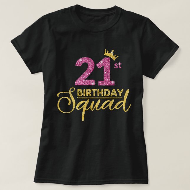 Camiseta 21 Fiesta de la Brigada de Cumpleaños Crown Pink G (Diseño del anverso)