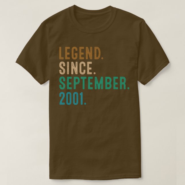 Camiseta 21 Year Old Gift Legend Since September 2001 21st  (Diseño del anverso)