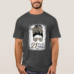 Camiseta 21 Years Old Fabulous Messy Bun Leopard 21th Birth
