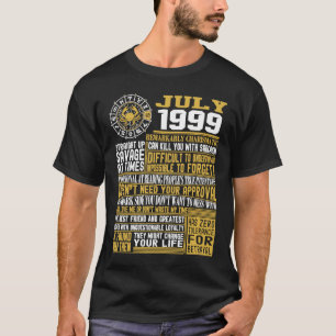 Camiseta 21er cumpleaños nacido en julio de 1999 Hechos