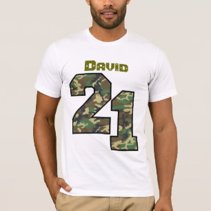 Camiseta 21ro Cumpleaños Camo un nombre de encargo V021 de