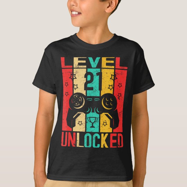 Camiseta 21st Birthday Level 21 Unlocked Gamer Funny Birthd (Anverso)