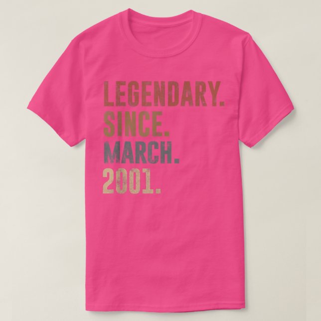 Camiseta 21st Birthday Vintage Legendary Since March 2001  (Diseño del anverso)