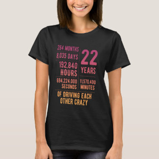 Camiseta 22 años de matrimonio gracioso 22 años de Boda