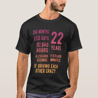 Camiseta 22 años de matrimonio gracioso 22 años de Boda