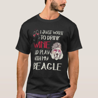 Camiseta 22 Bebe Vino Y Juega Con Mi Beagle