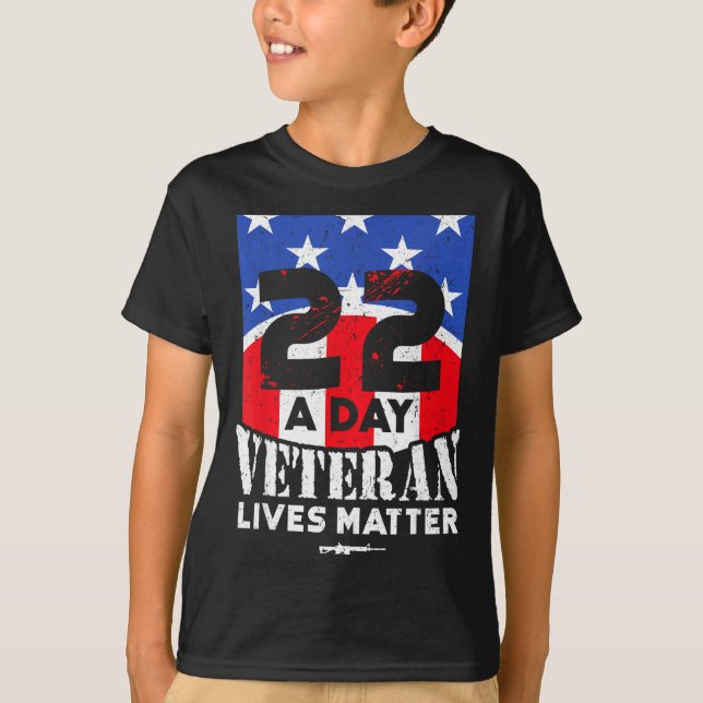 Camiseta 22 Day Veteran Lives Suicide Awareness  (Anverso)