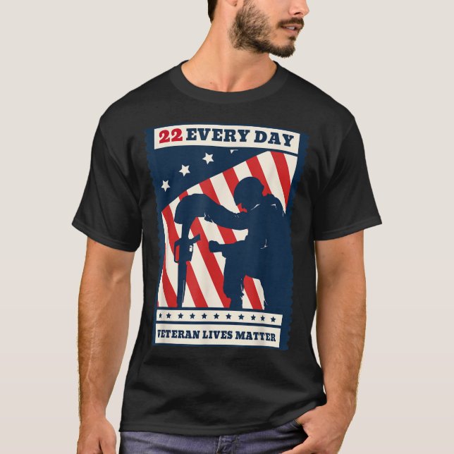 Camiseta 22 Every Day Veteran Lives Veteran Suicide Awarene (Anverso)