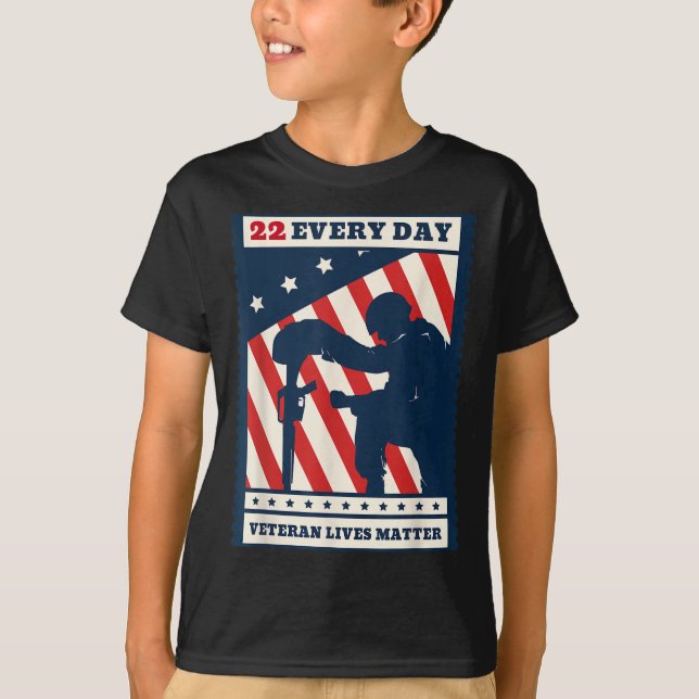 Camiseta 22 Every Day Veteran Lives Veteran Suicide Awarene (Anverso)