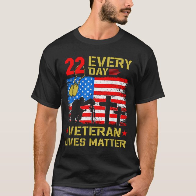 Camiseta 22 Veterans A Day Veteran Suicide Prevention Aware (Anverso)