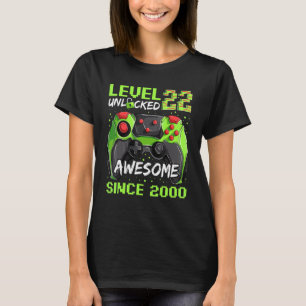 Camiseta 22 Years Old  Gamer Man Birthday Awesome Since 200