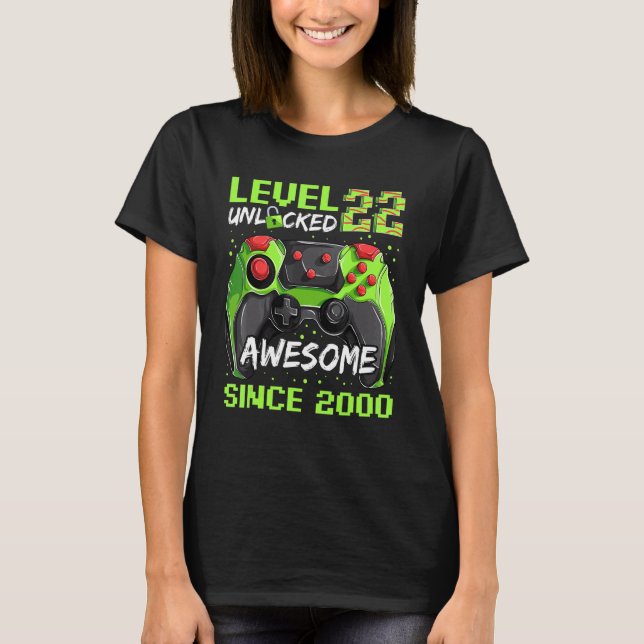 Camiseta 22 Years Old  Gamer Man Birthday Awesome Since 200 (Anverso)
