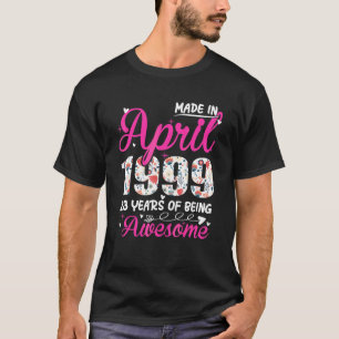 Camiseta 23.º cumpleaños increíble desde abril de 1999 Flor