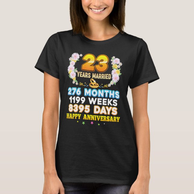 Camiseta 23 años Casados Feliz 23° Aniversario Boda Cou (Anverso)