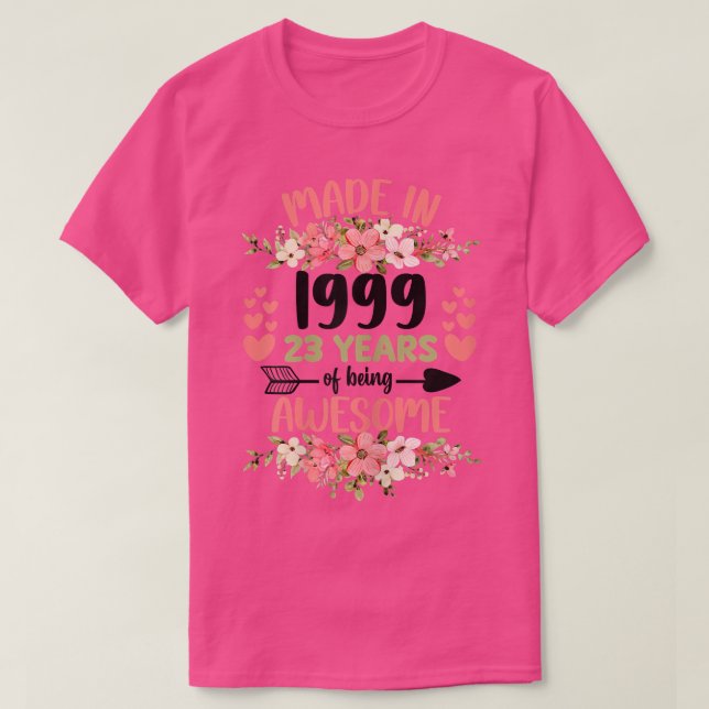 Camiseta 23 años de edad 23 años de nacido en 1999 Chica (Diseño del anverso)