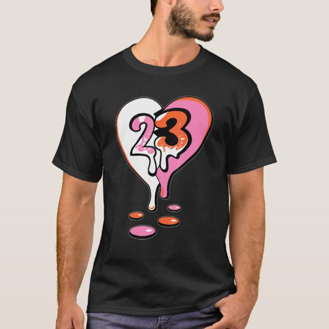 Camiseta 23 Drip Heart GS Pinksicle 5s Matching (Anverso)